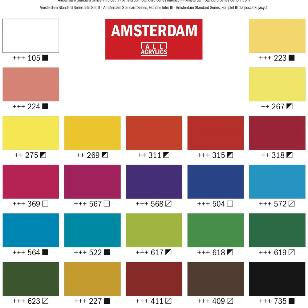 Amsterdam Zestaw farb akrylowych w tubkach - - 24 kolory x 20 ml