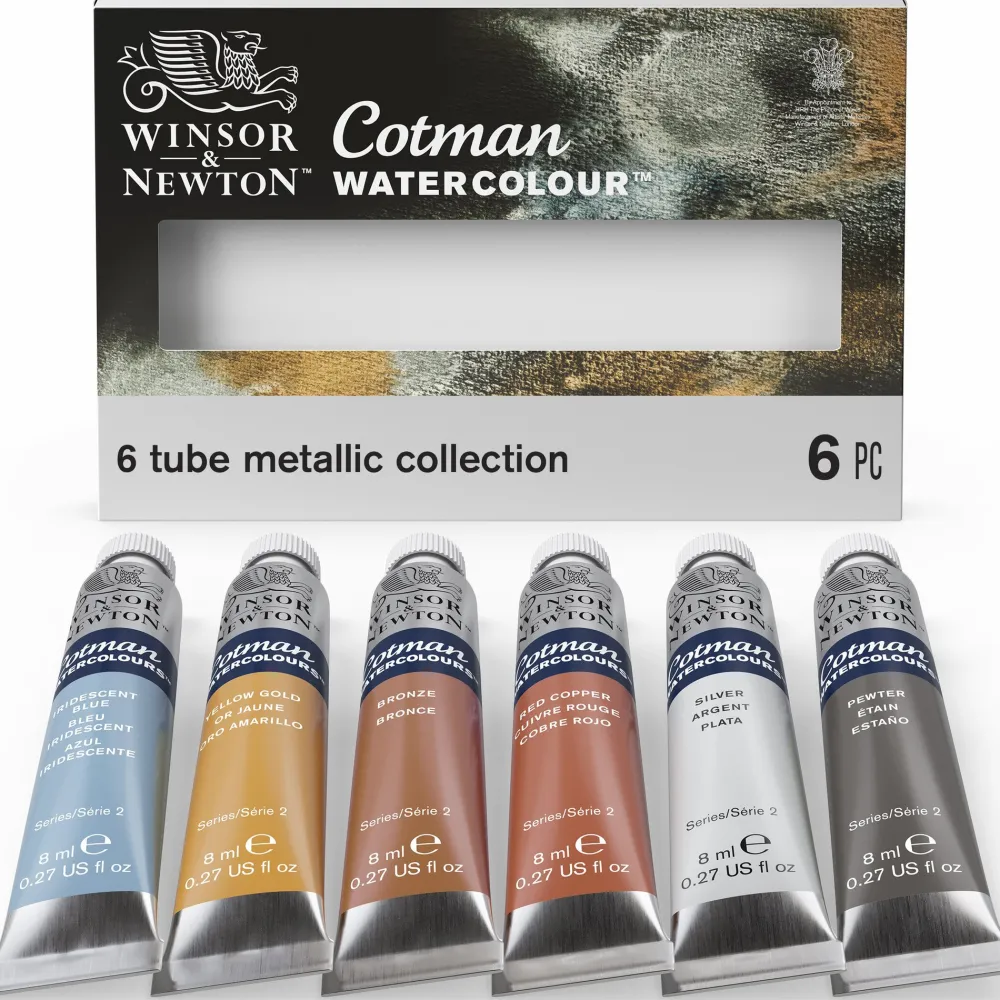 Winsor & Newton Zestaw farb akwarelowych Cotman Metallic - - 6 kolorów x 8 ml