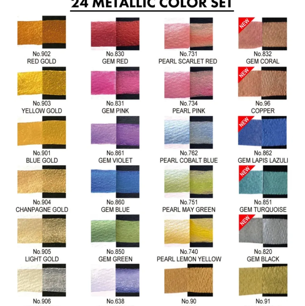 Kuretake Zestaw farb akwarelowych Gansai Tambi Metallic II Limited Edition - - 24 szt.