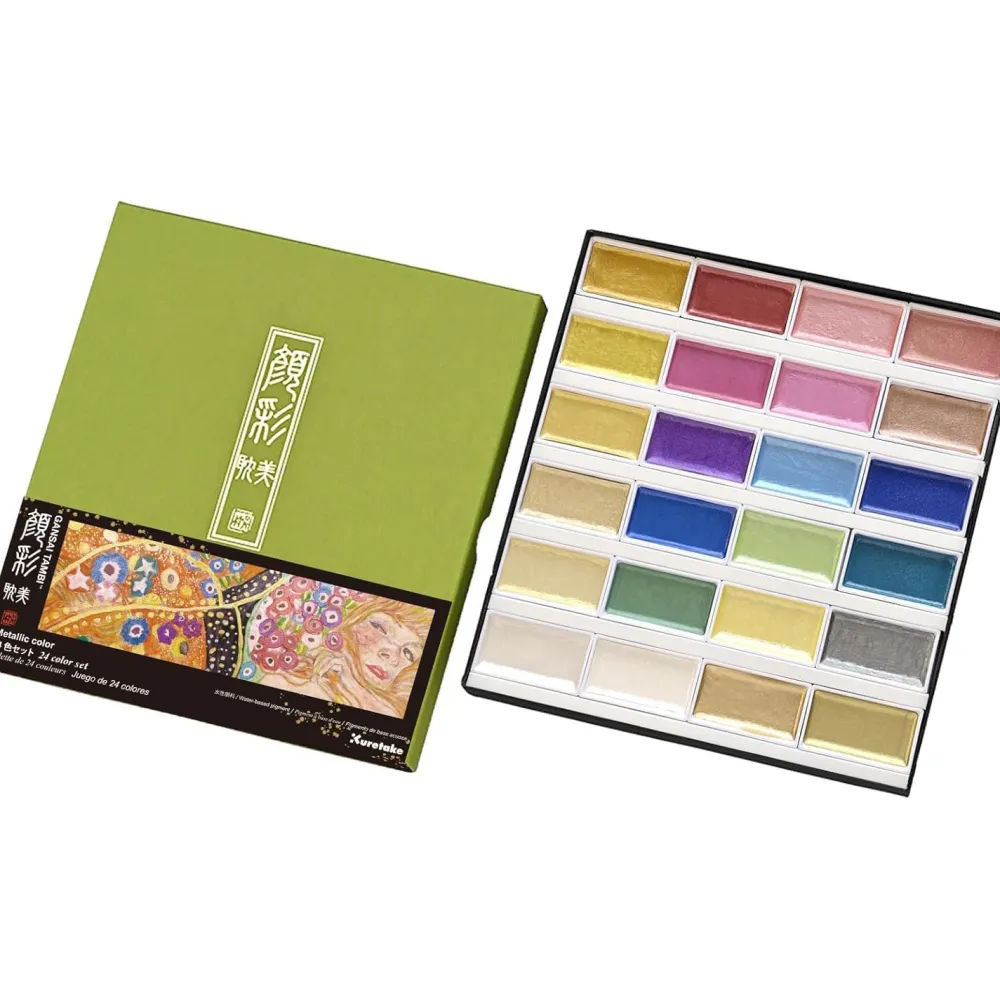 Kuretake Zestaw farb akwarelowych Gansai Tambi Metallic - - 24 szt. > Farby Akwarelowe
