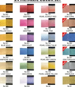 Kuretake Zestaw farb akwarelowych Gansai Tambi Metallic - - 24 szt. ><noscript><img width=