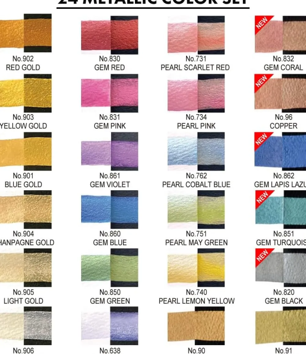 Kuretake Zestaw farb akwarelowych Gansai Tambi Metallic - - 24 szt. > Farby Akwarelowe