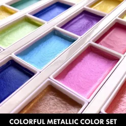 Kuretake Zestaw farb akwarelowych Gansai Tambi Metallic - - 24 szt. ><noscript><img width=