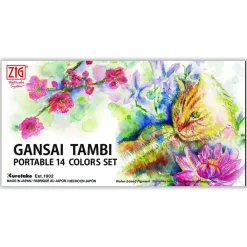 Kuretake Zestaw farb akwarelowych Gansai Tambi Portable - - 14 kolorów