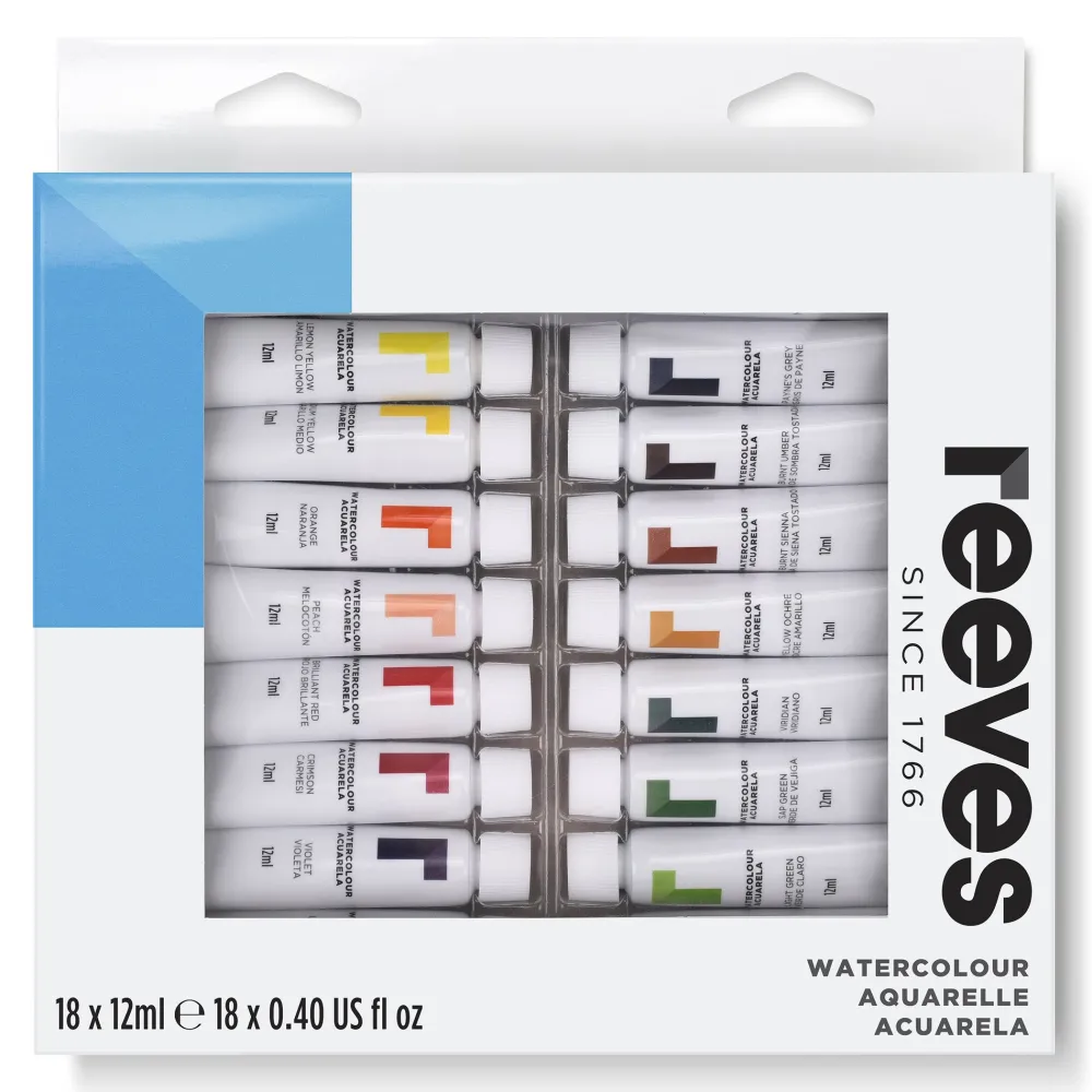 Reeves Zestaw farb akwarelowych - - 18 kolorów x 12 ml