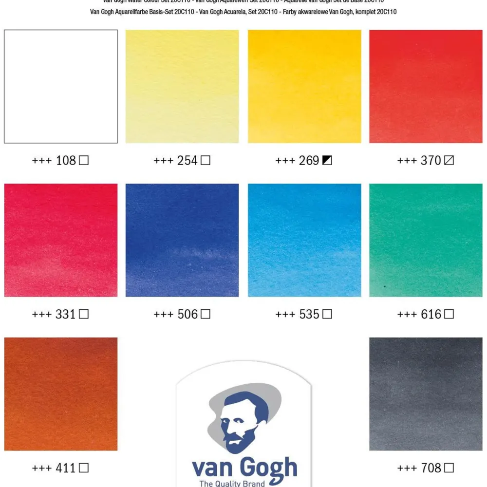 Van Gogh Zestaw farb akwarelowych w tubkach - - 10 kolorów x 10 ml > Farby Akwarelowe