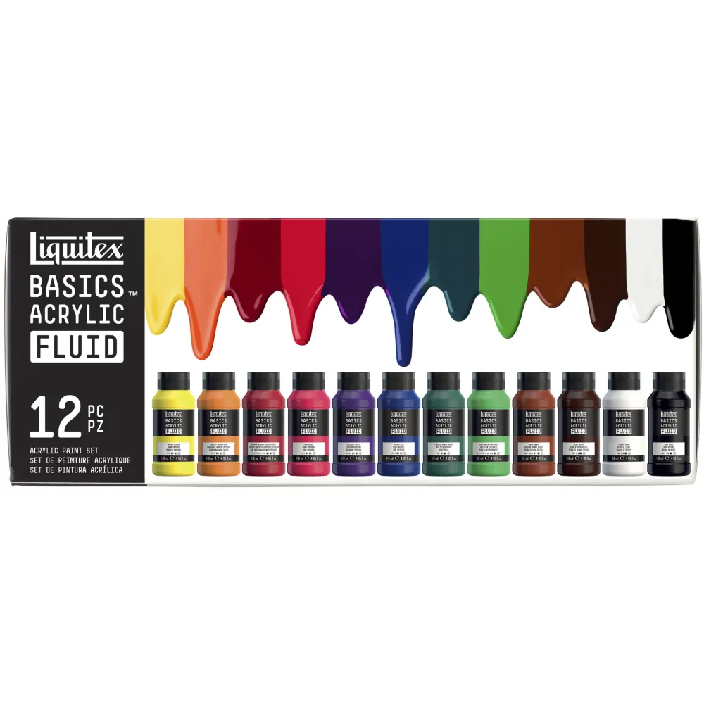 Liquitex Zestaw farb Basics Acrylic Fluid - - 12 kolorów x 118 ml > Farby Akrylowe