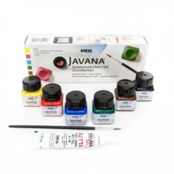 Kreul Zestaw farb do jedwabiu i jasnych tkanin Javana - - 6 kolorów x 20 ml ><noscript><img width=
