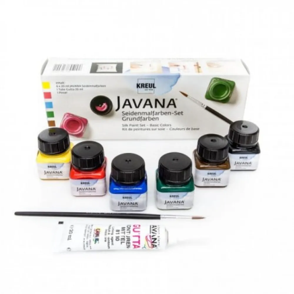 Kreul Zestaw farb do jedwabiu i jasnych tkanin Javana - - 6 kolorów x 20 ml > Farby I Pisaki Do Tkanin