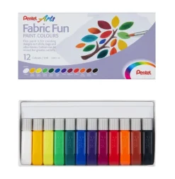 Pentel Zestaw farb do tkanin Fabric Fun - - 12 kolorów x 6 ml > Farby I Pisaki Do Tkanin
