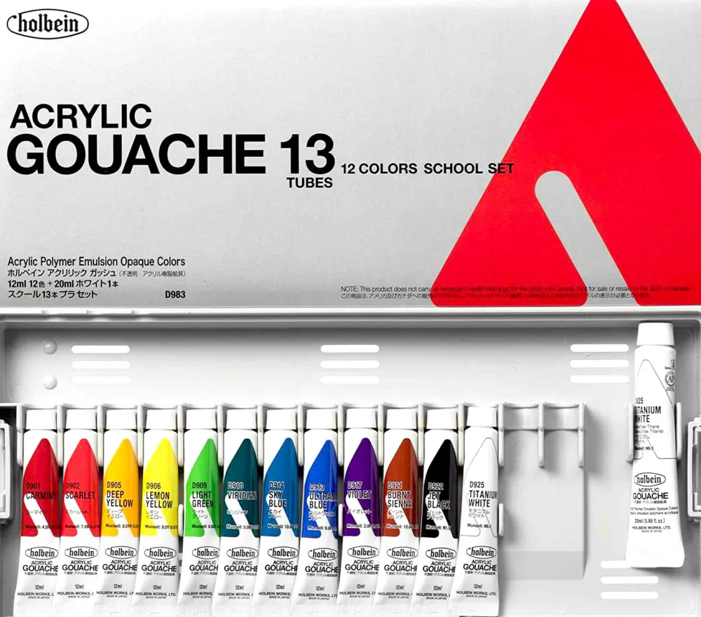 Holbein Zestaw farb gwaszy Acryla Gouache School Set - - 13 kolorów