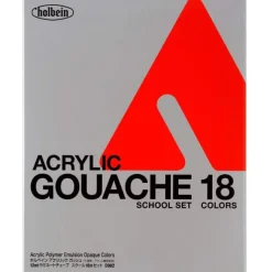 Holbein Zestaw farb gwaszy Acryla Gouache School Set - - 18 kolorów x 12 ml ><noscript><img width=