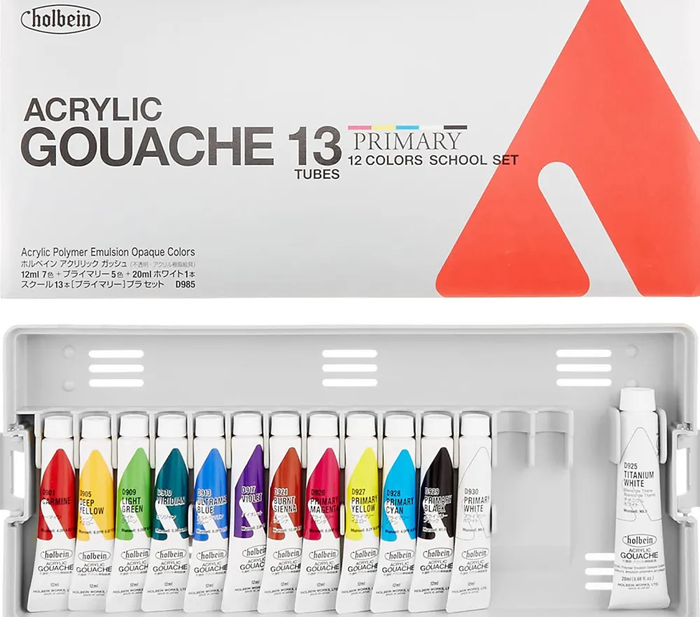 Holbein Zestaw farb gwaszy Acryla Gouache School Set - - Primary Colors, 13 kolorów > Farby Gwasze I Tempery