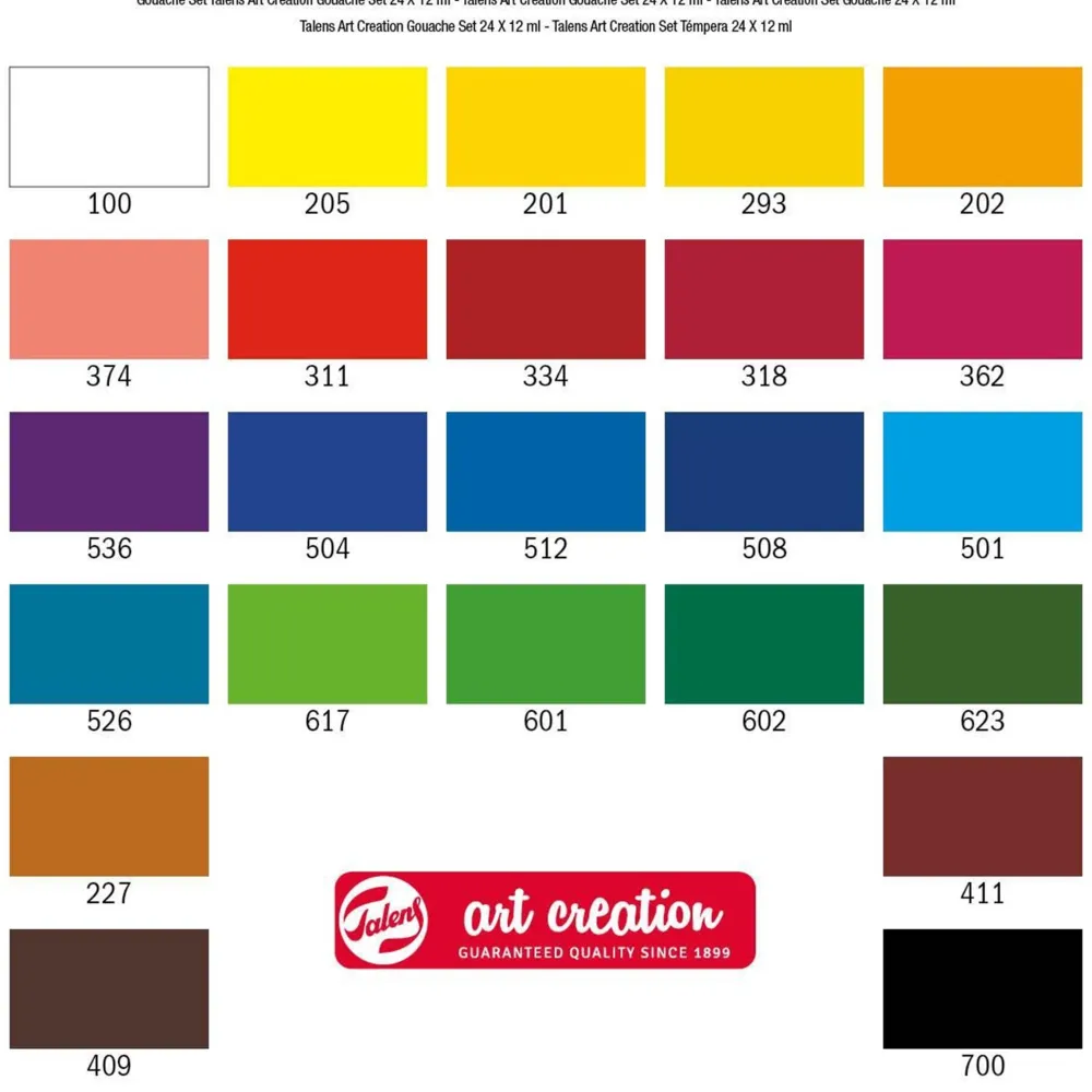 Talens Art Creation Zestaw farb gwaszy - - 24 kolory x 12 ml