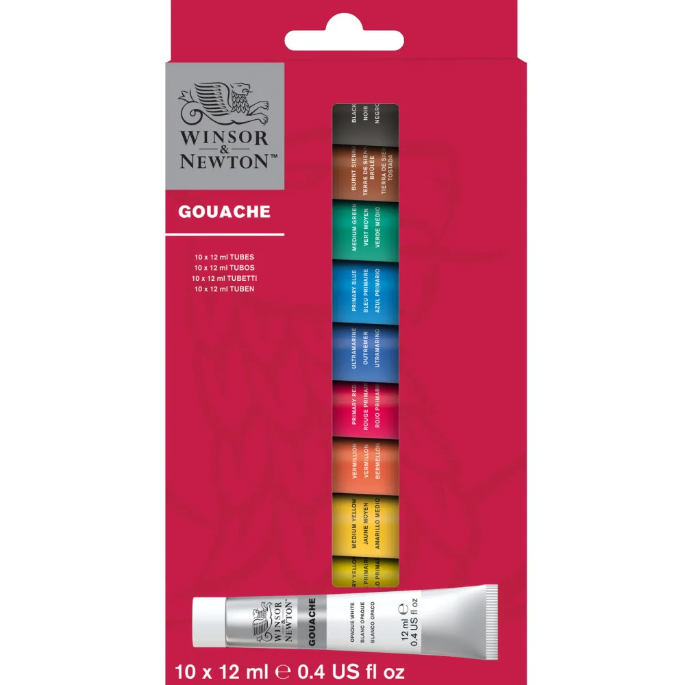 Winsor & Newton Zestaw farb gwaszy - - 10 kolorów x 12 ml