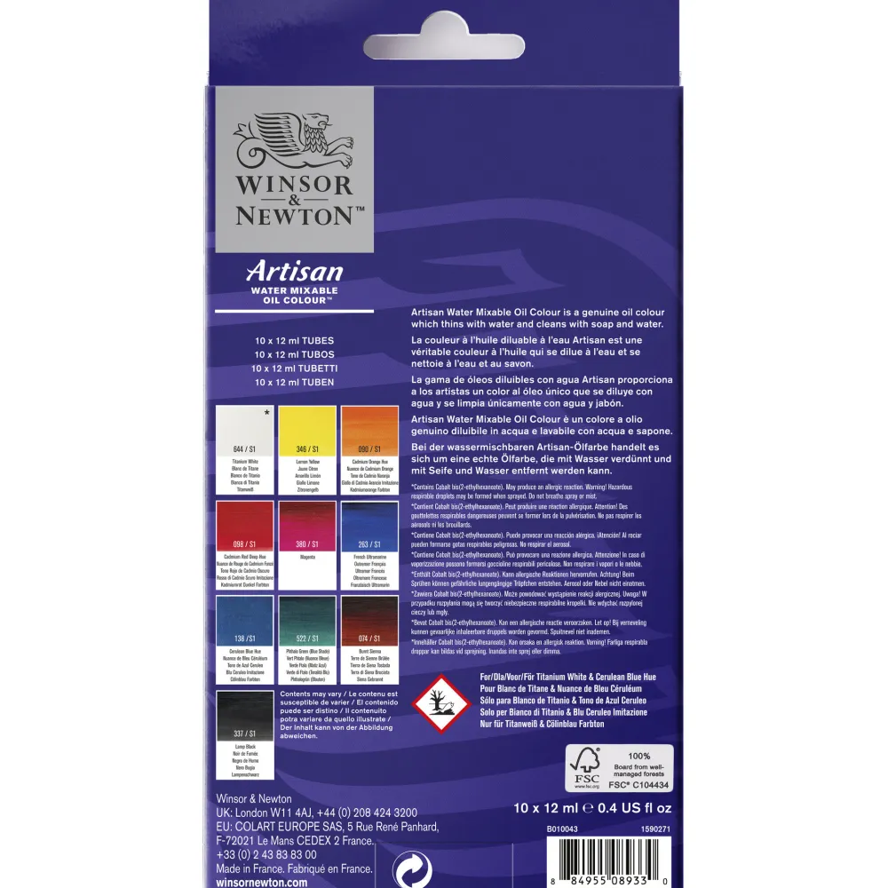 Winsor & Newton Zestaw farb olejnych Artisan - - 10 kolorów x 12 ml