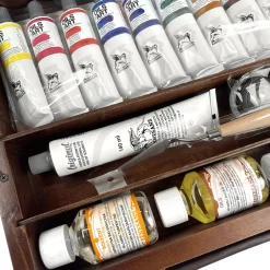 Renesans Zestaw farb olejnych Olej for Art w drewnianej kasetce - - 7 kolorów x 60 ml ><noscript><img width=