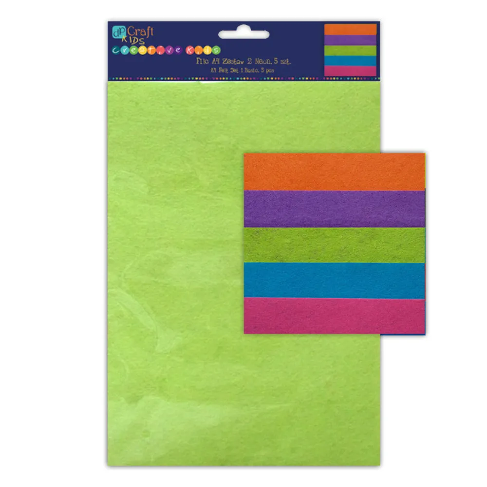 dpCraft Zestaw filców A4 - - neonowe kolory, 5 szt. > Filc Ozdobny