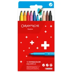 Caran d'Ache Zestaw flamastrów akwarelowych Swisscolor - - 10 kolorów > Markery, Brushpeny I Pisaki