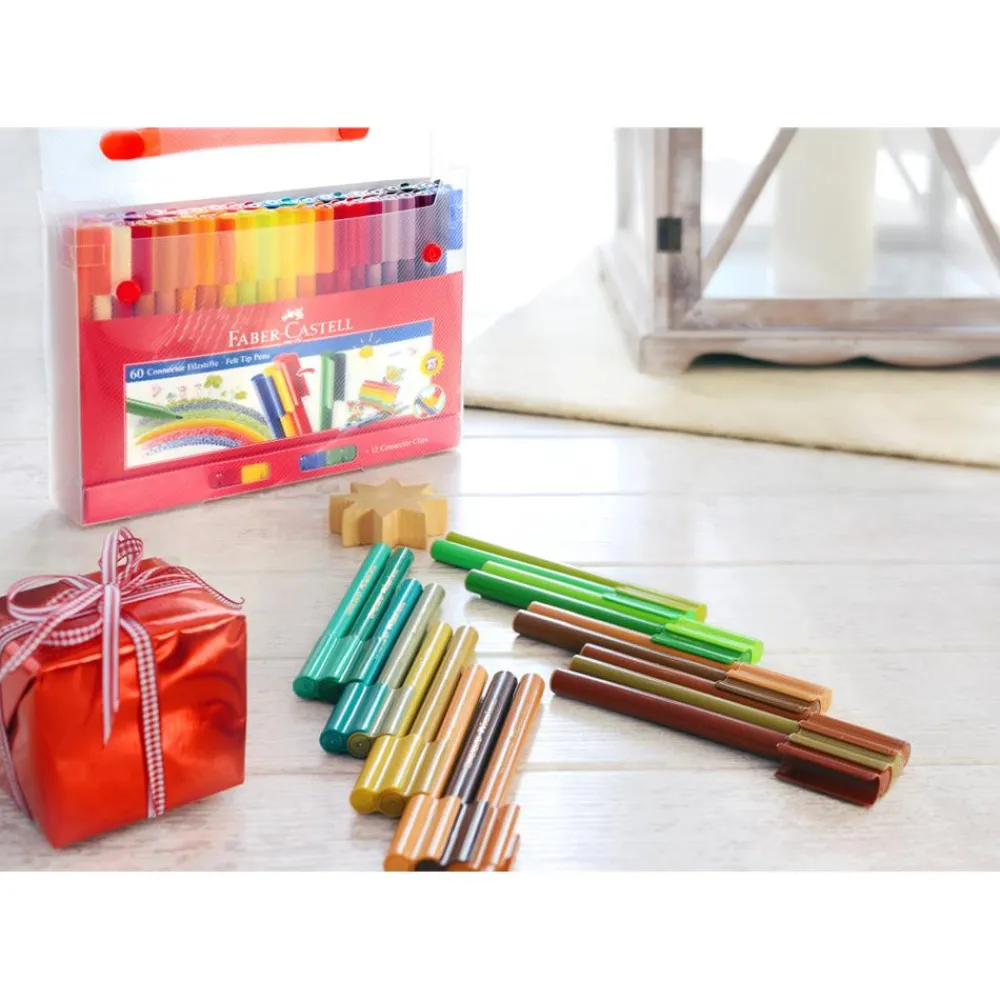 Dzieci Faber-Castell Zestaw flamastrów Connector w walizce - - 60 kolorów