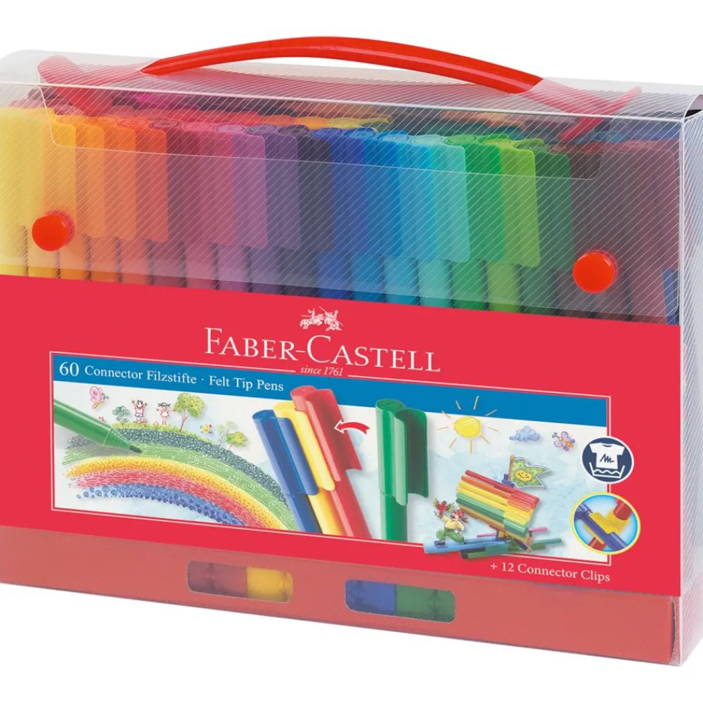 Dzieci Faber-Castell Zestaw flamastrów Connector w walizce - - 60 kolorów