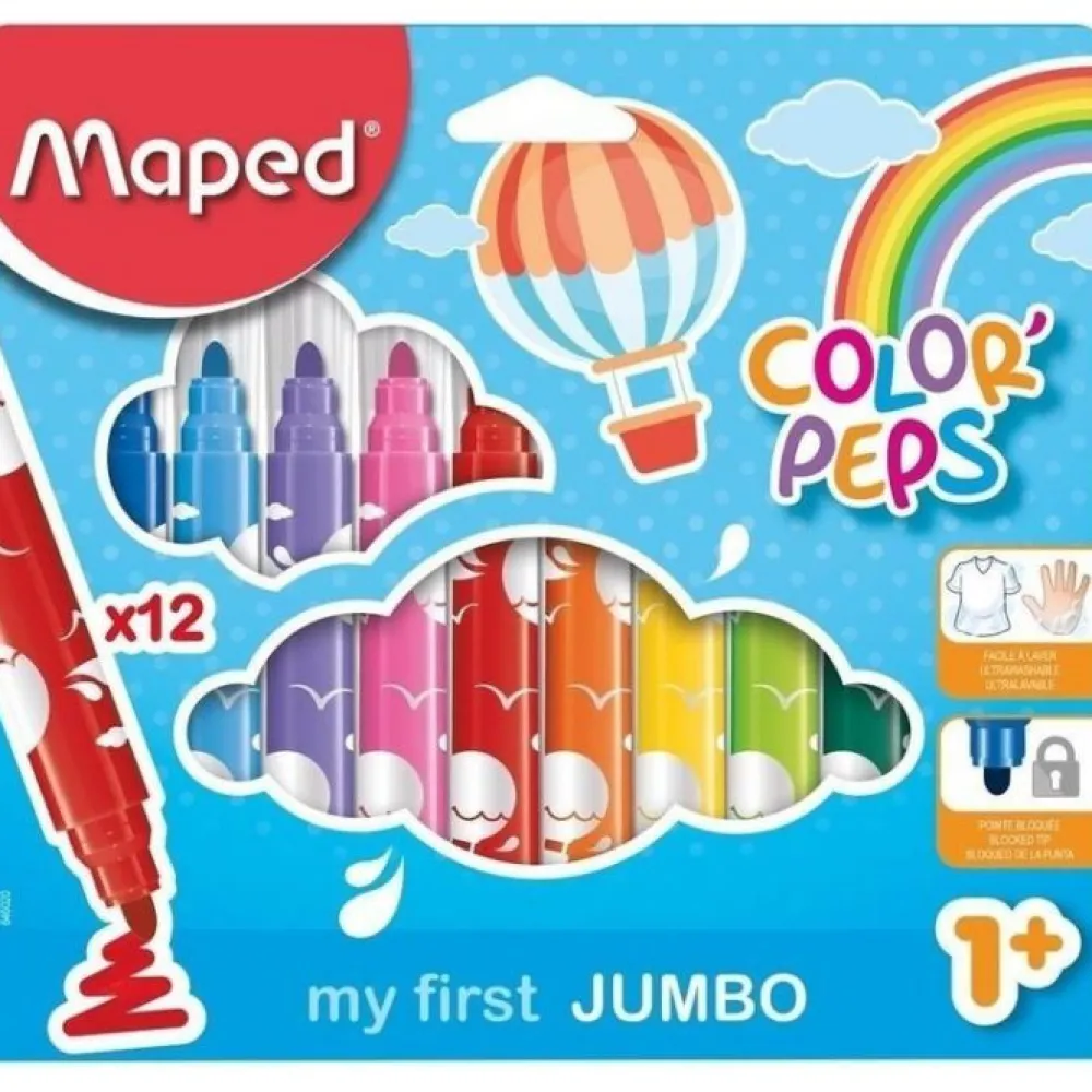 Dzieci Maped Zestaw flamastrów Jumbo Color'Peps - - 12 kolorów