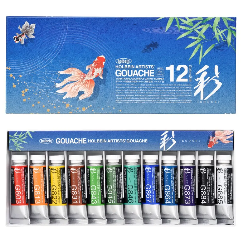 Holbein Zestaw gwaszy Artists’ Gouache Irodori - - Summer, 12 szt. > Farby Gwasze I Tempery