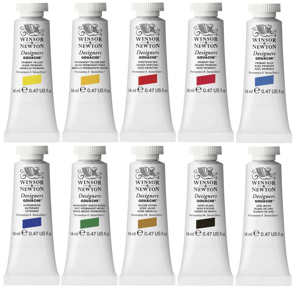 Winsor & Newton Zestaw gwaszy Designers Introductory - - 10 x 14 ml > Farby Gwasze I Tempery