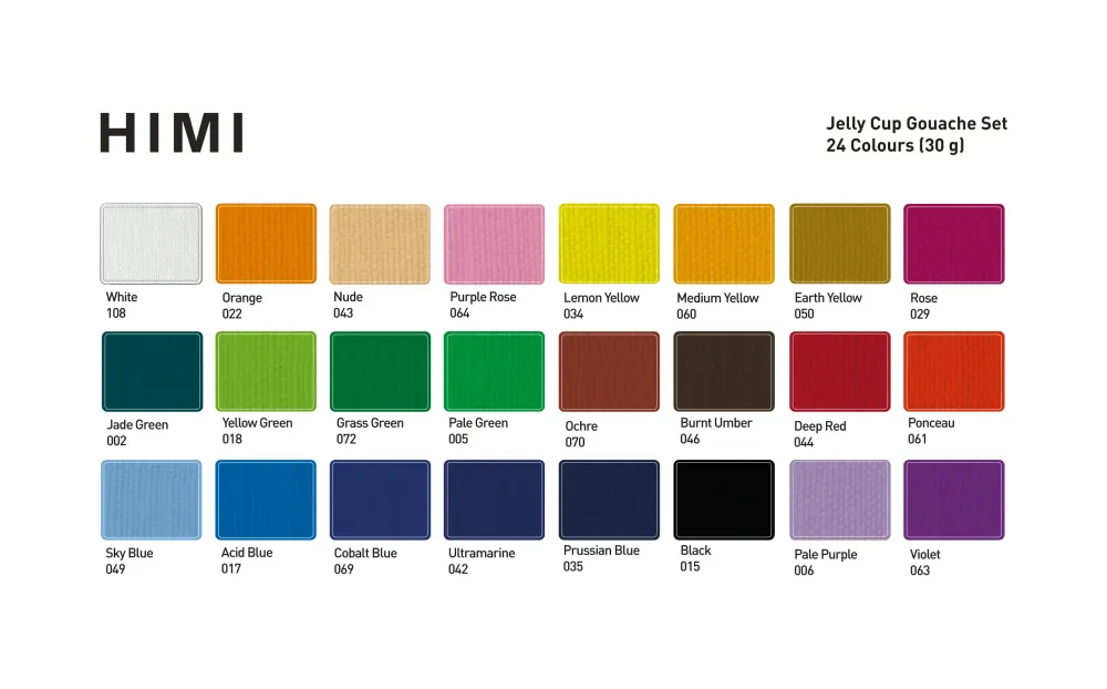 HIMI Zestaw gwaszy Jelly Cup Basic - - 24 szt. > Farby Gwasze I Tempery