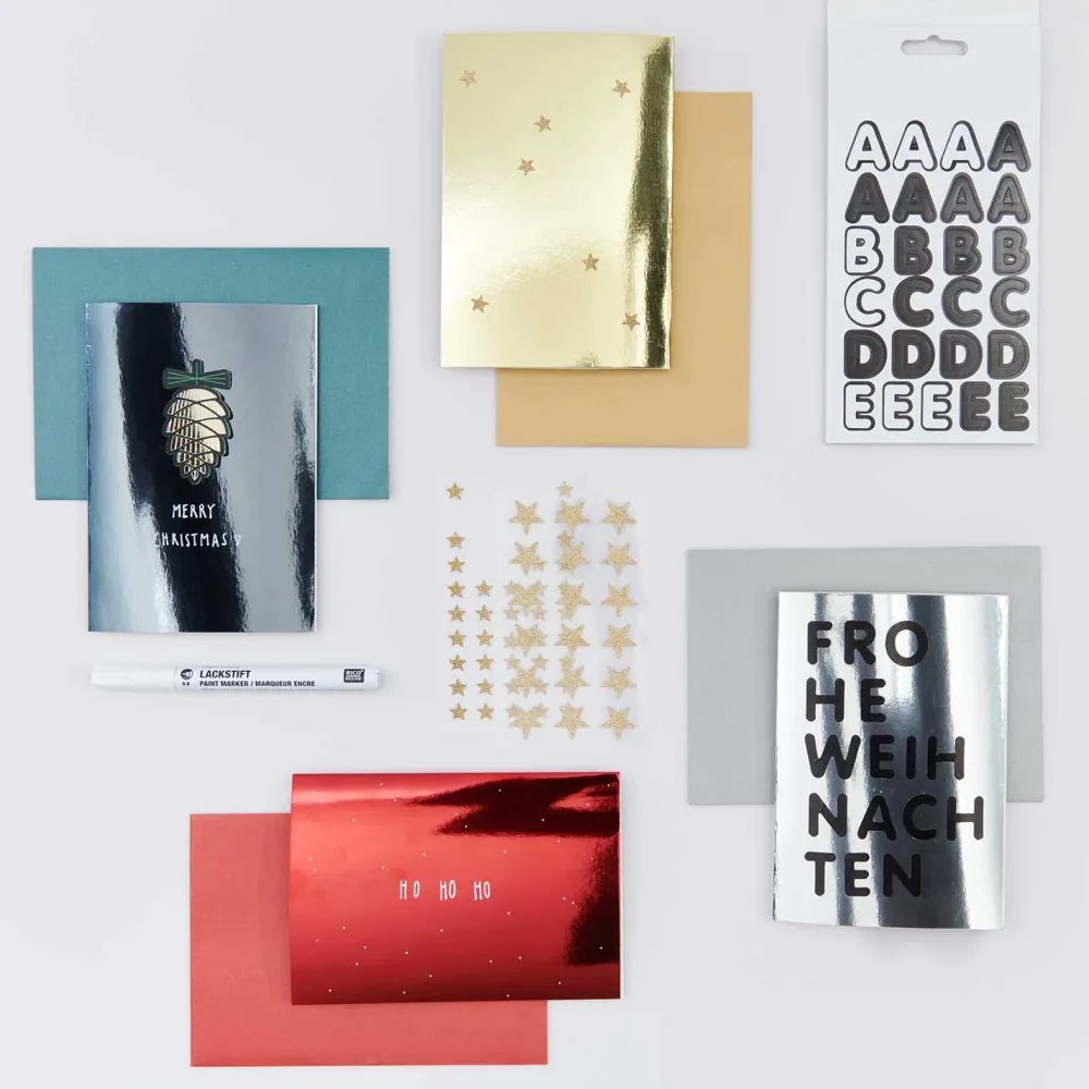 Rico Design Zestaw kopert i kart - Paper Poetry - Mirror Gold, A7 i C7, 10 szt. > Zestawy Kopert I Kart