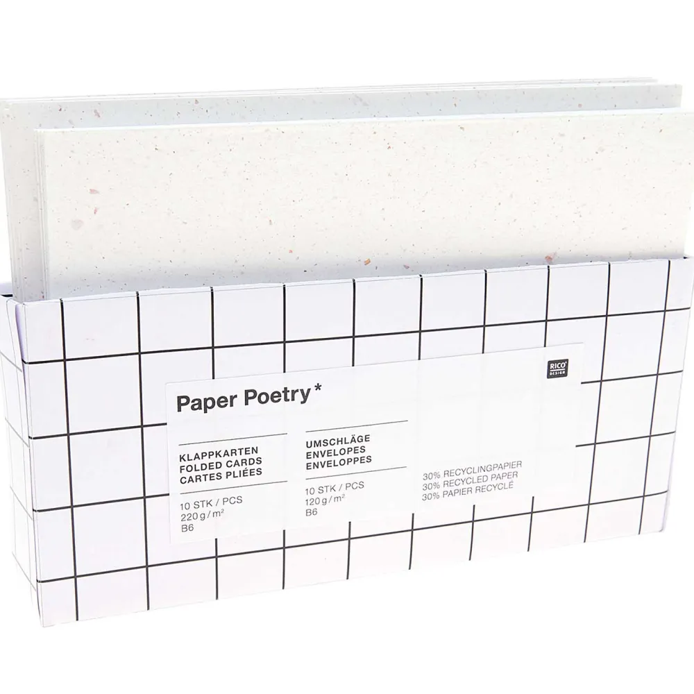 Rico Design Zestaw kopert i kart - Paper Poetry - White, B6, 10 szt.