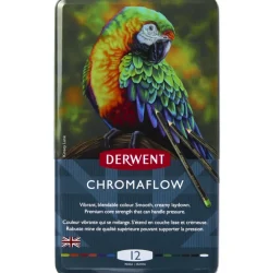 Derwent Zestaw kredek Chromaflow w metalowej kasecie - - 12 kolorów ><noscript><img width=