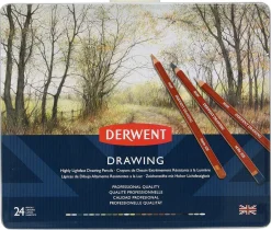 Derwent Zestaw kredek Drawing w metalowej kasecie - - 24 kolory