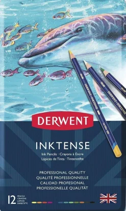 Derwent Zestaw kredek Inktense w metalowej kasecie - - 12 kolorów ><noscript><img width=