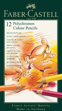 Faber-Castell Zestaw kredek Polychromos w kasecie metalowej - - 12 kolorów ><noscript><img width=