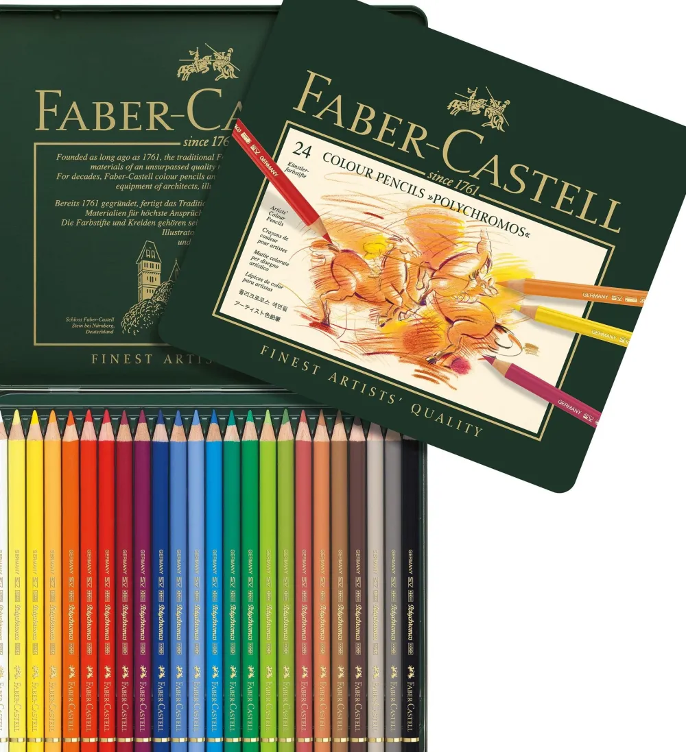 Faber-Castell Zestaw kredek Polychromos w kasecie metalowej - - 24 kolory