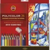 KOH-I-NOOR Zestaw kredek Polycolor z temperówką i ołówkiem - - 36 szt. > Kredki