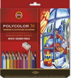 KOH-I-NOOR Zestaw kredek Polycolor z temperówką i ołówkiem - - 36 szt. > Kredki