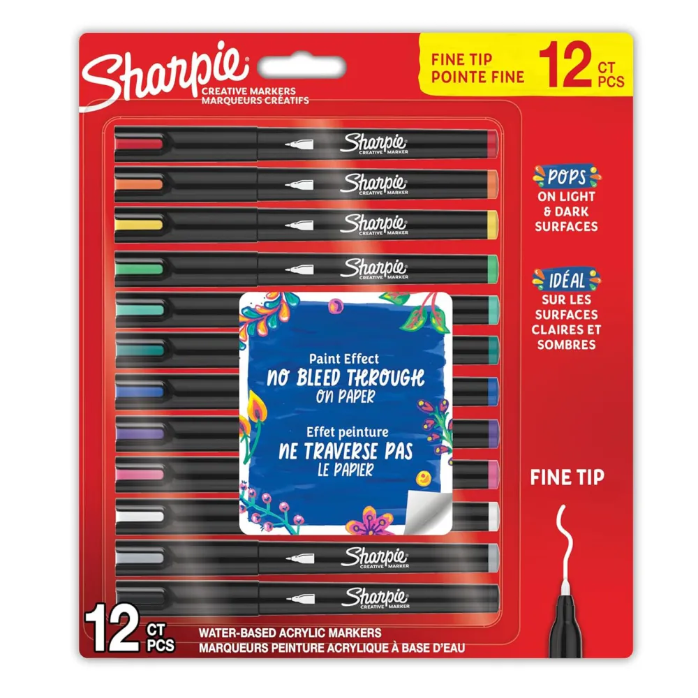 Sharpie Zestaw markerów akrylowych Fine - - 1 mm 12 szt. > Markery, Brushpeny I Pisaki