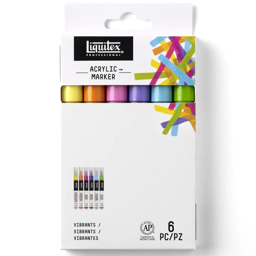 Liquitex Zestaw markerów akrylowych Vibrant Fine - - 6 szt.