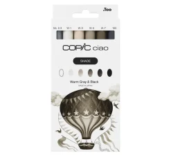 Copic Zestaw markerów dwustronnych Ciao Shade - Cool Gray & Black 6 szt. > Markery, Brushpeny I Pisaki