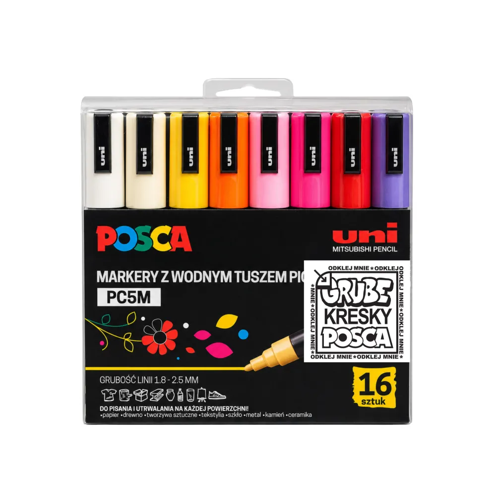 Uni Posca Zestaw markerów Posca PC-5M - Uni - 16 kolorów