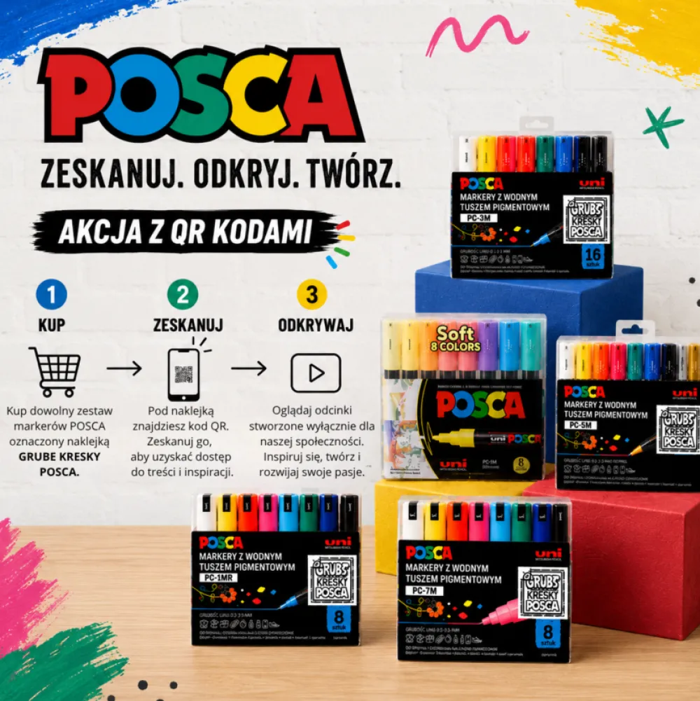 Uni Posca Zestaw markerów Posca PC-1M - Uni - 8 kolorów
