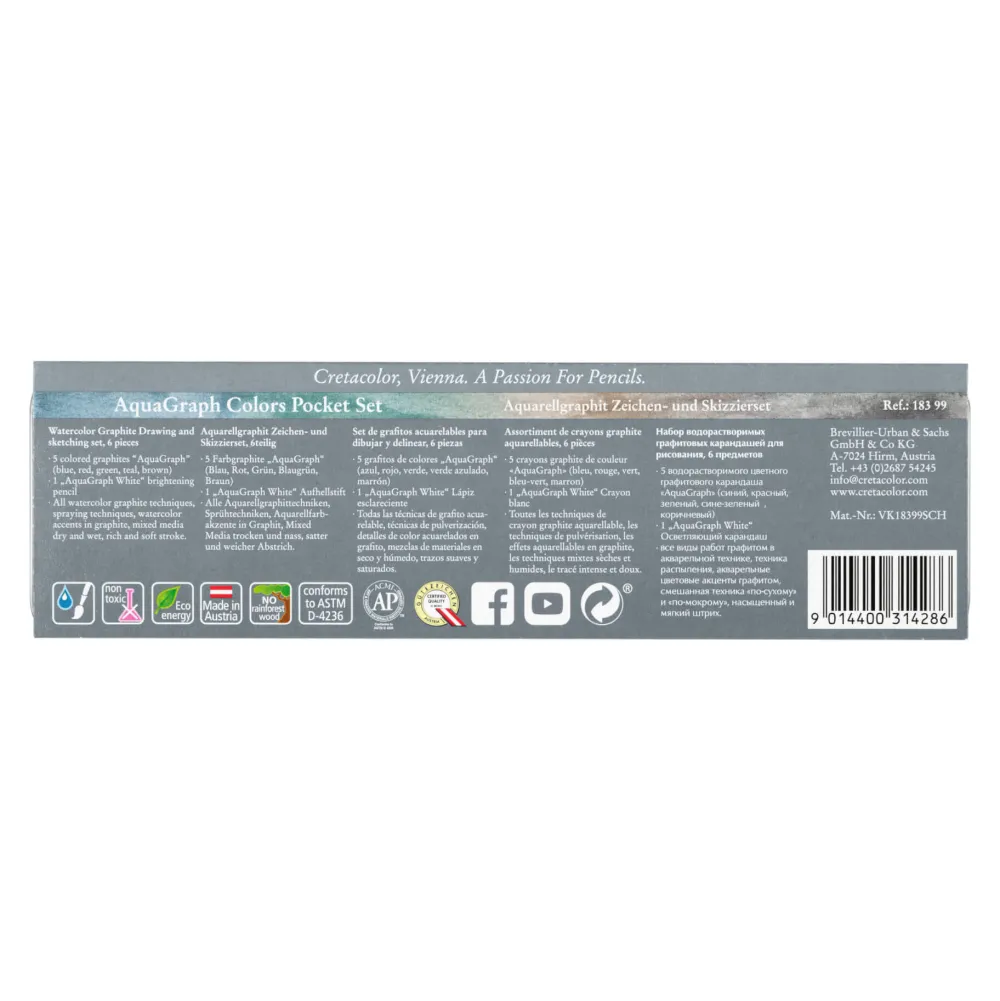 Cretacolor Zestaw ołówków akwarelowych Aqua Graph Color - - 6 szt.