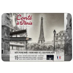Conte a Paris Zestaw ołówków i węgli rysunkowych z akcesoriami - Conté à Paris - 15 szt. > Ołówki|Zestawy Do Rysunku