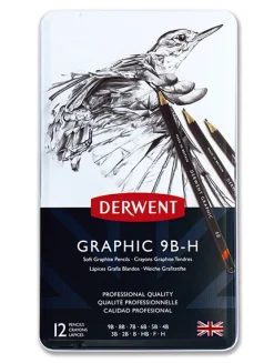Derwent Zestaw ołówków technicznych Graphic w metalowym etui - - soft, 12 szt.