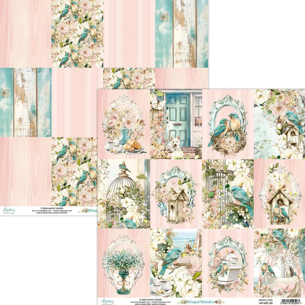 Mintay by Karola Zestaw papierów do scrapbookingu 15,2 x 15,2 cm - Mintay - Winged Melodies