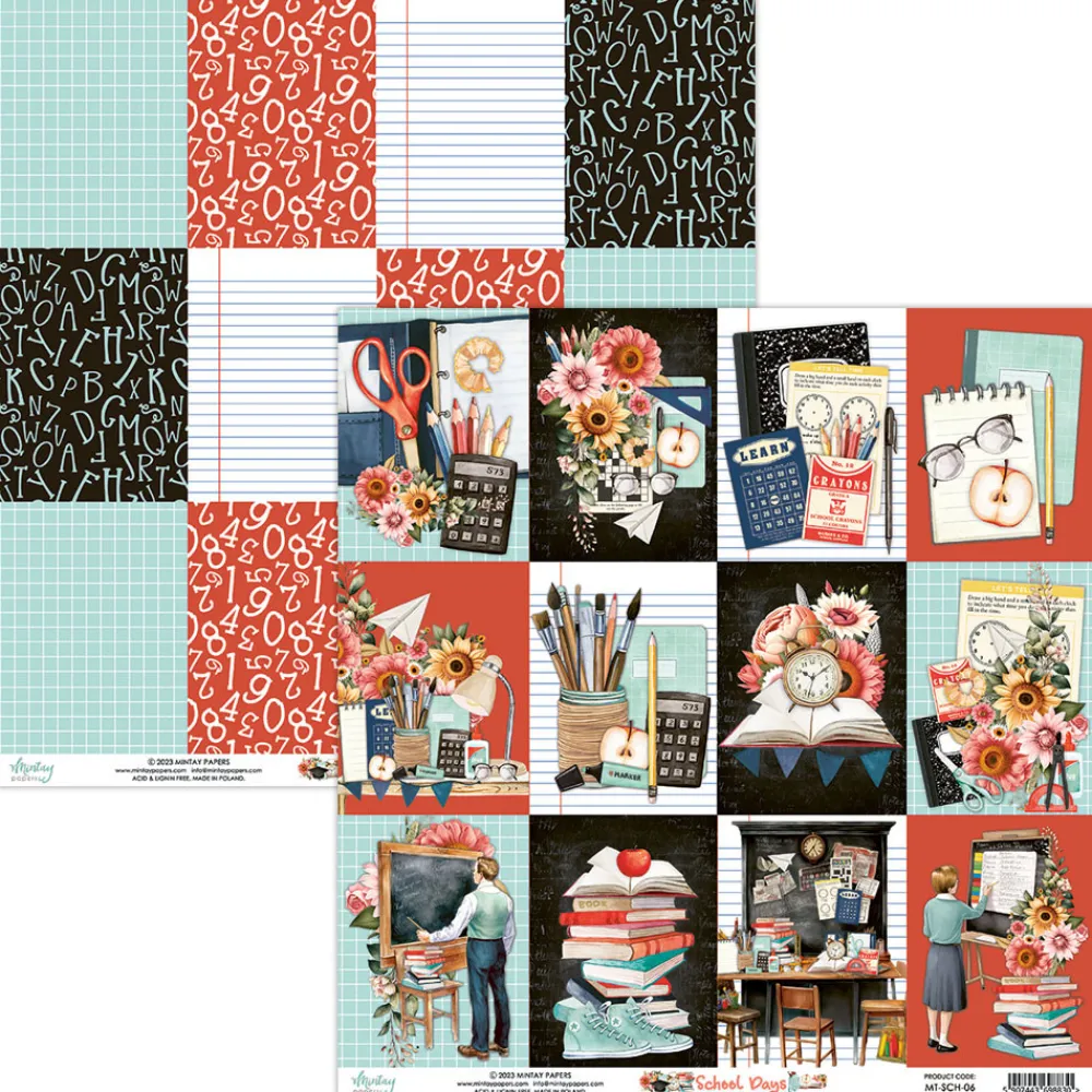 Mintay by Karola Zestaw papierów do scrapbookingu 15,2 x 15,2 cm - Mintay - School Days