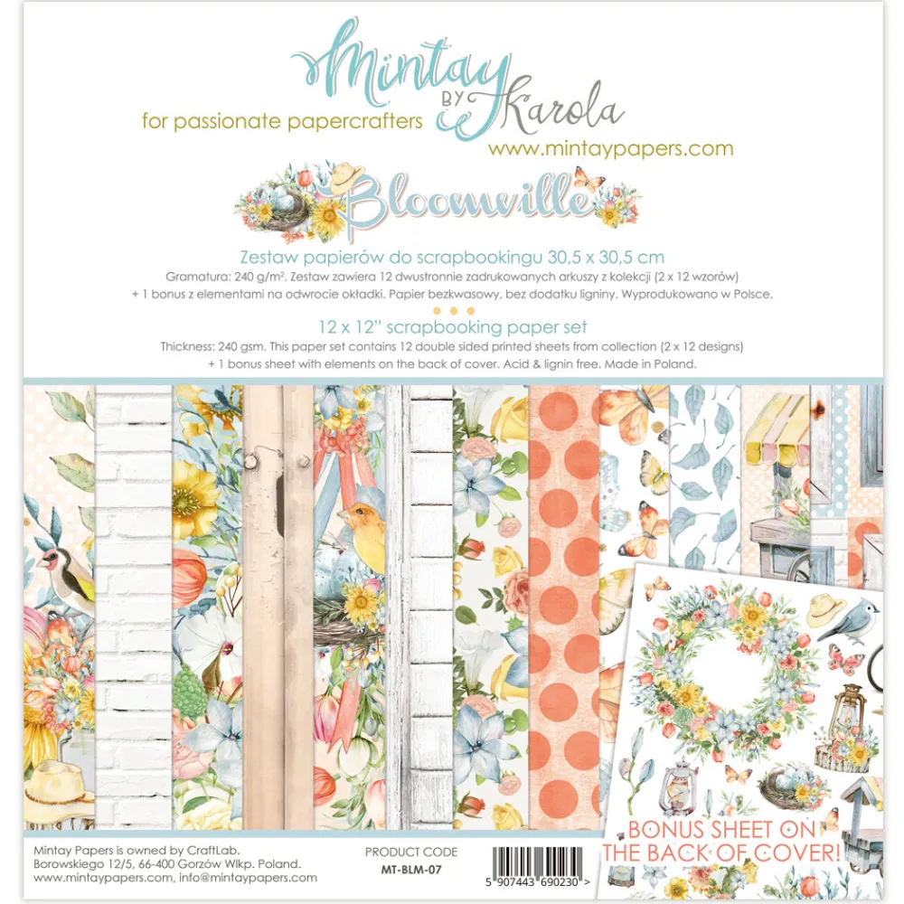 Mintay by Karola Zestaw papierów 30 x 30 cm - Mintay - Bloomville > Papiery Do Scrapbookingu