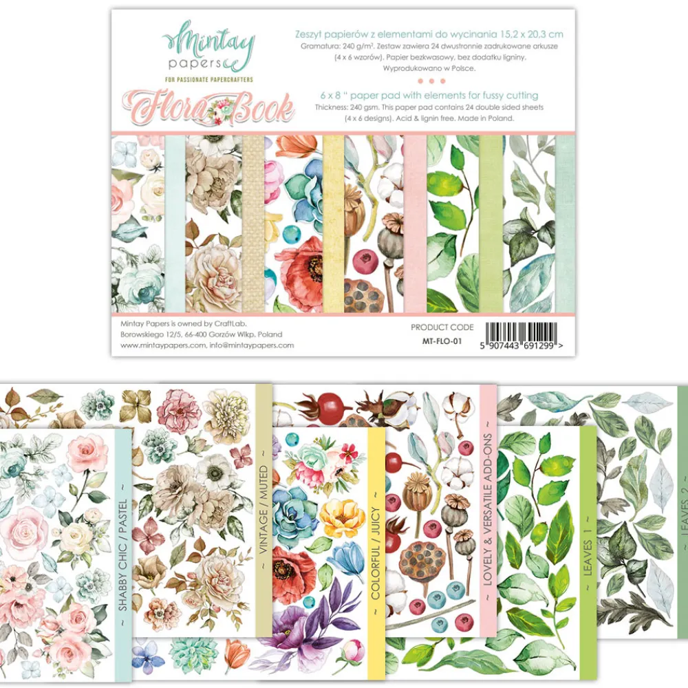 Mintay by Karola Zestaw papierów 15 x 20 cm - Mintay - Flora Book